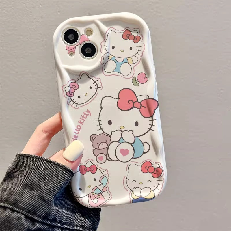 Cute bear kt cat case for iPhone 13/14/15/16/16E  (Basic, Pro, Pro-Max)