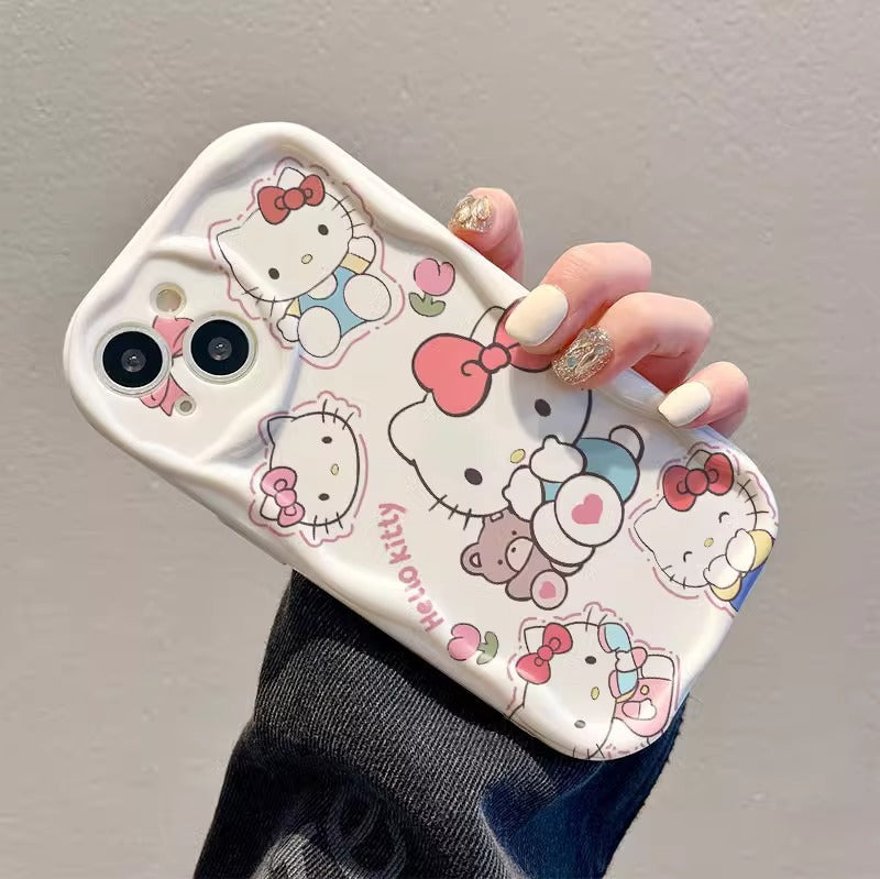 Cute bear kt cat case for iPhone 13/14/15/16/16E  (Basic, Pro, Pro-Max)