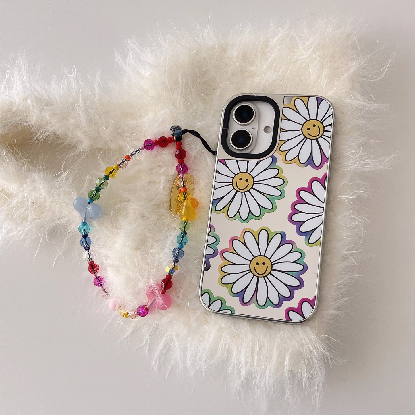 Peace ! Reflective Mirror Designe iPhone Case With Charm