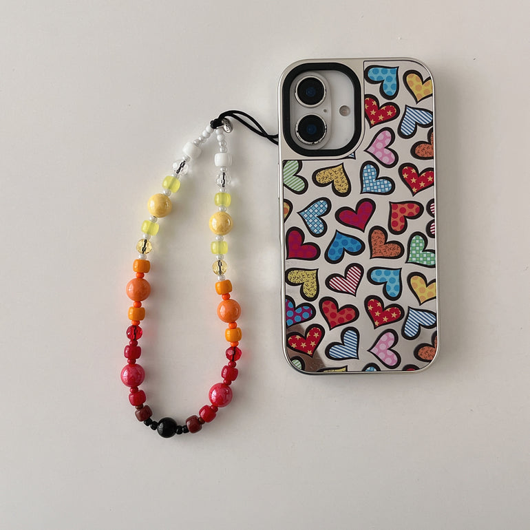Peace ! Reflective Mirror Designe iPhone Case With Charm