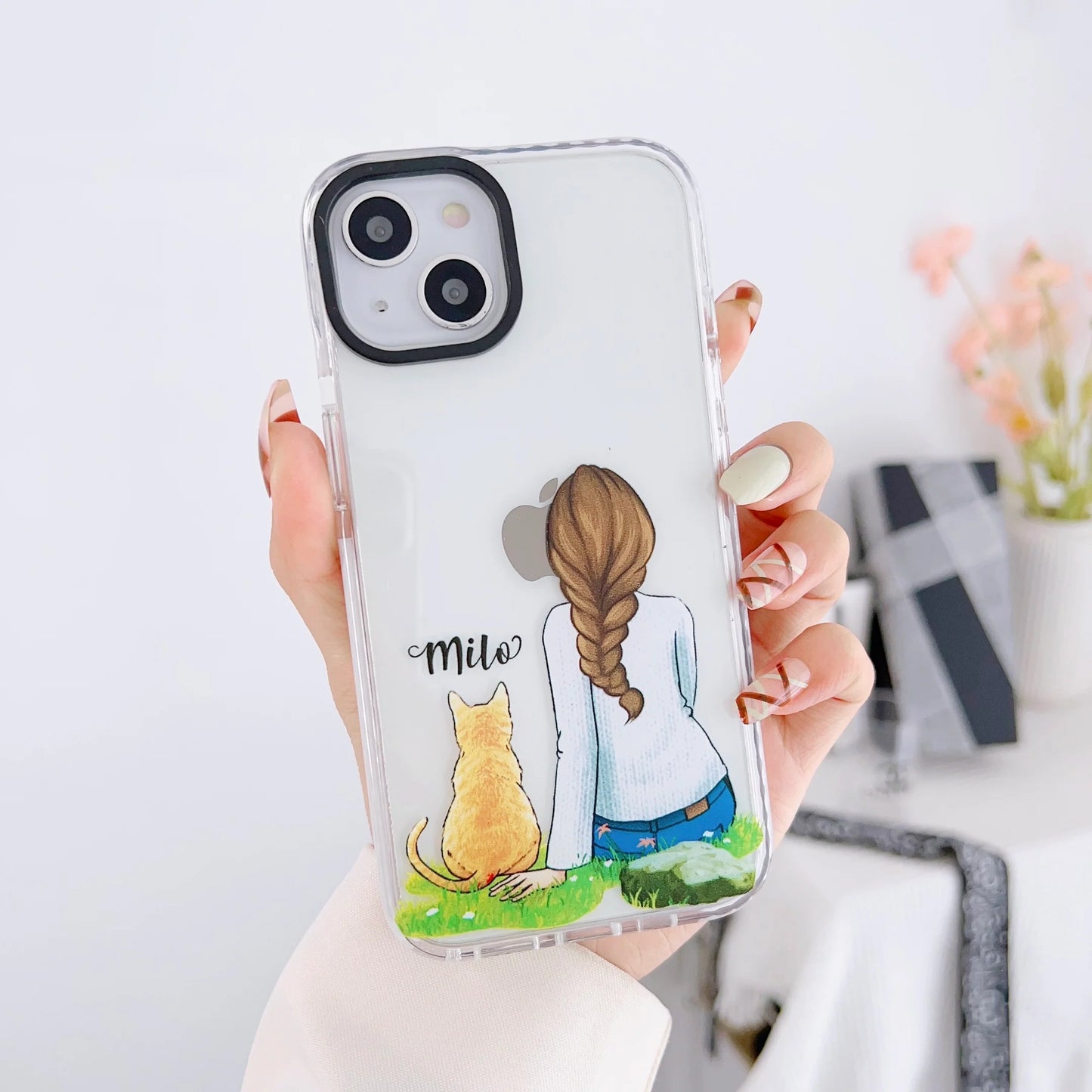 iPhone Impact Proof Customised Silicon Case ( Girl With A Cat )