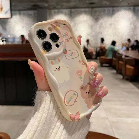 Happy Everyday Bear & Bunny Case For 13/14/15/16/16E  (Basic, Pro, Pro-Max)