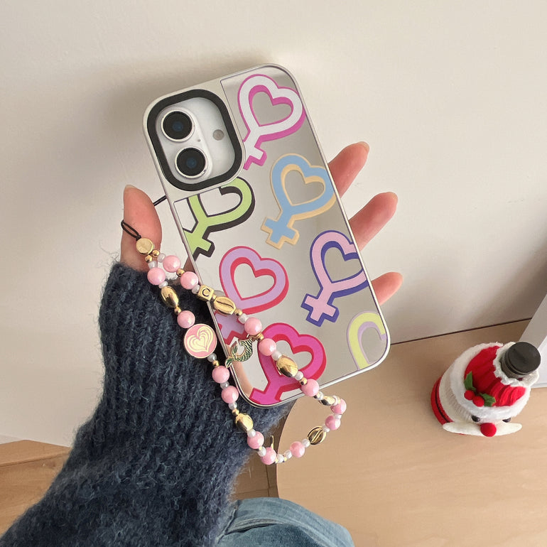 Peace ! Reflective Mirror Designe iPhone Case With Charm