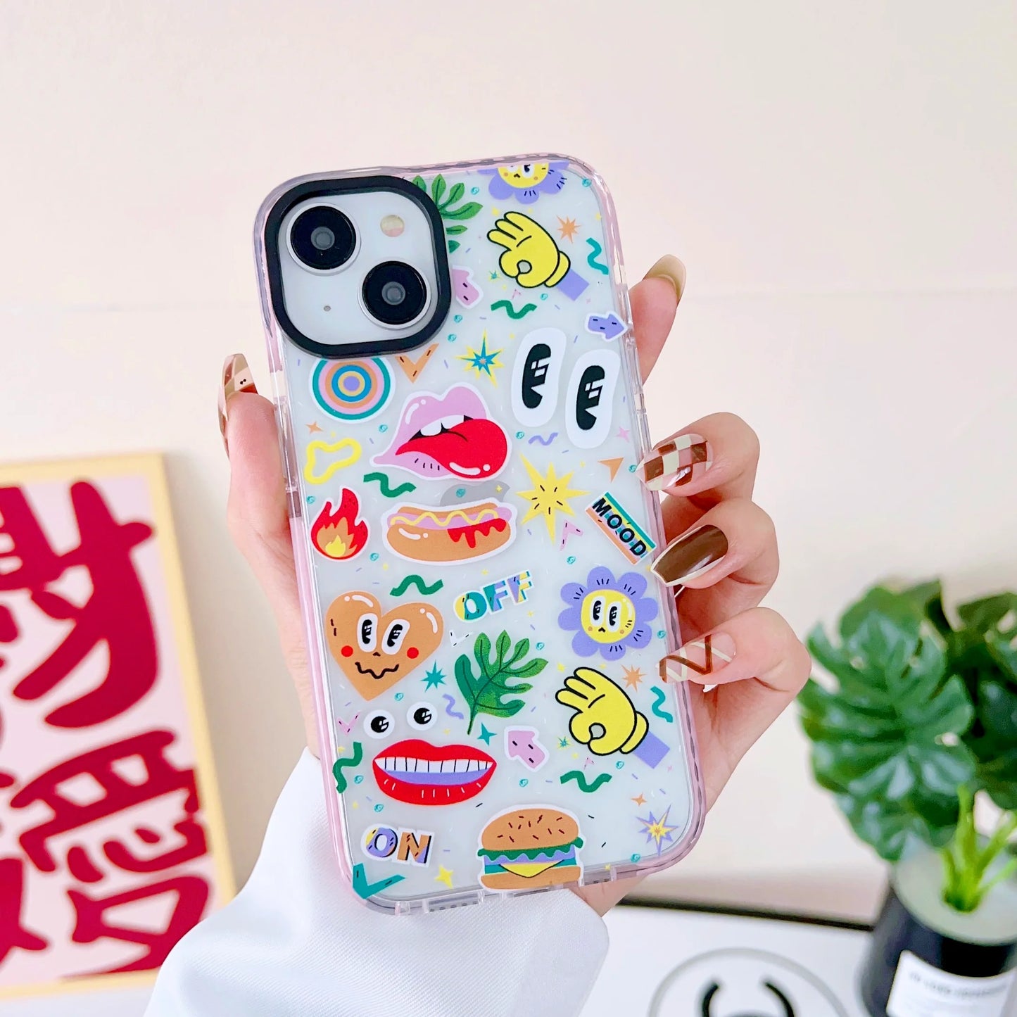 Impact Proof Silicon Case For iPhone ( Cute Sticker Design )