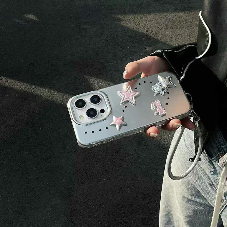 Star Designer Silicon Case For iPhone With String Holder