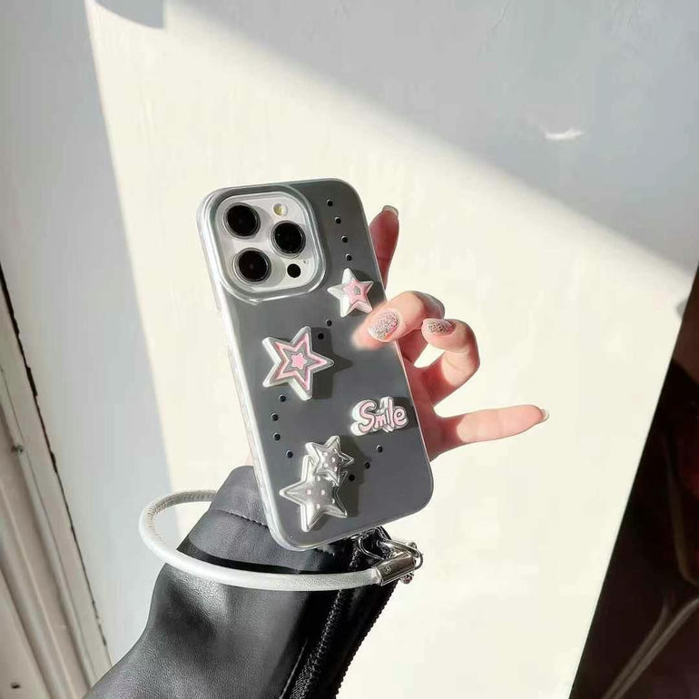 Star Designer Silicon Case For iPhone With String Holder