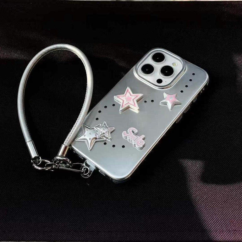 Star Designer Silicon Case For iPhone With String Holder