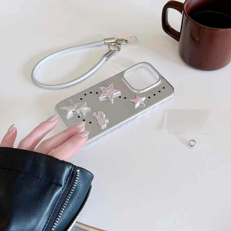 Star Designer Silicon Case For iPhone With String Holder