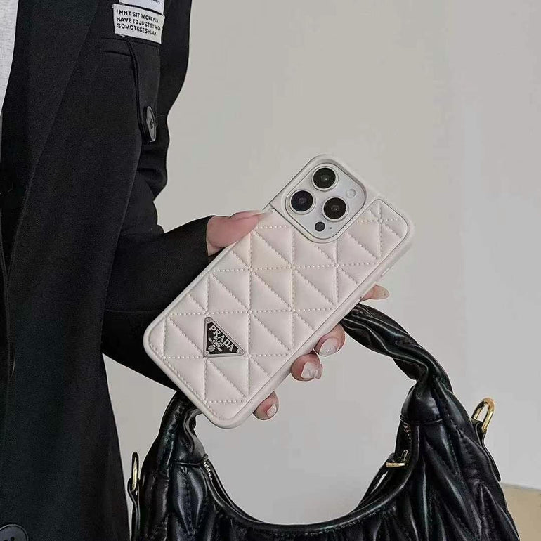 Luxury Branded Quilted Leather Case For iPhone