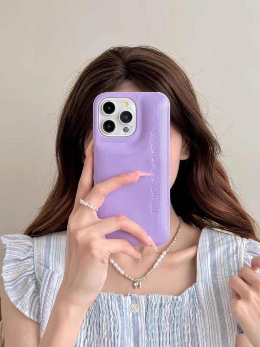 Solid Color Puffer Leather Case For iPhone