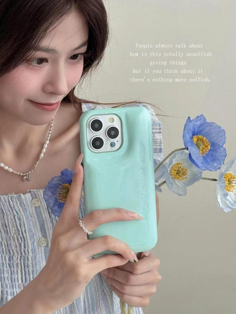 Solid Color Puffer Leather Case For iPhone