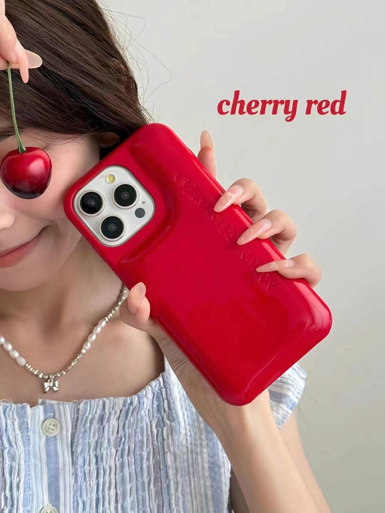 Solid Color Puffer Leather Case For iPhone