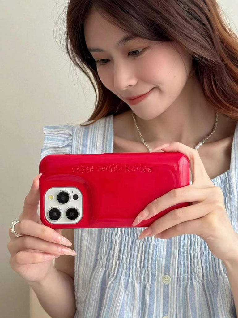 Solid Color Puffer Leather Case For iPhone