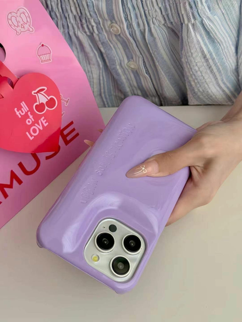 Solid Color Puffer Leather Case For iPhone