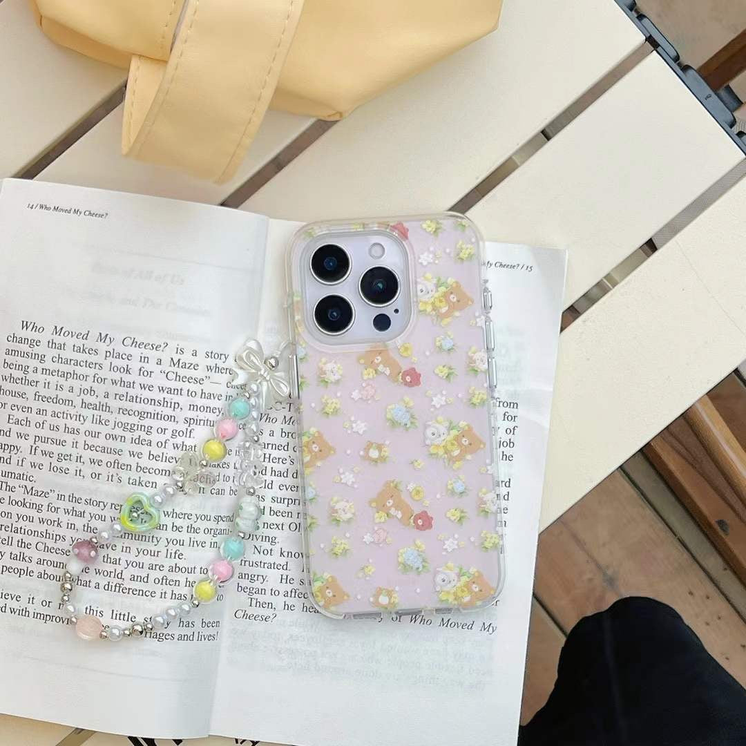 Bear Floral Case For iPhone With Bow Charm