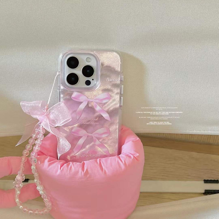 Bow Designer Silicon Case For iPhone With Bow Ribbon Charm