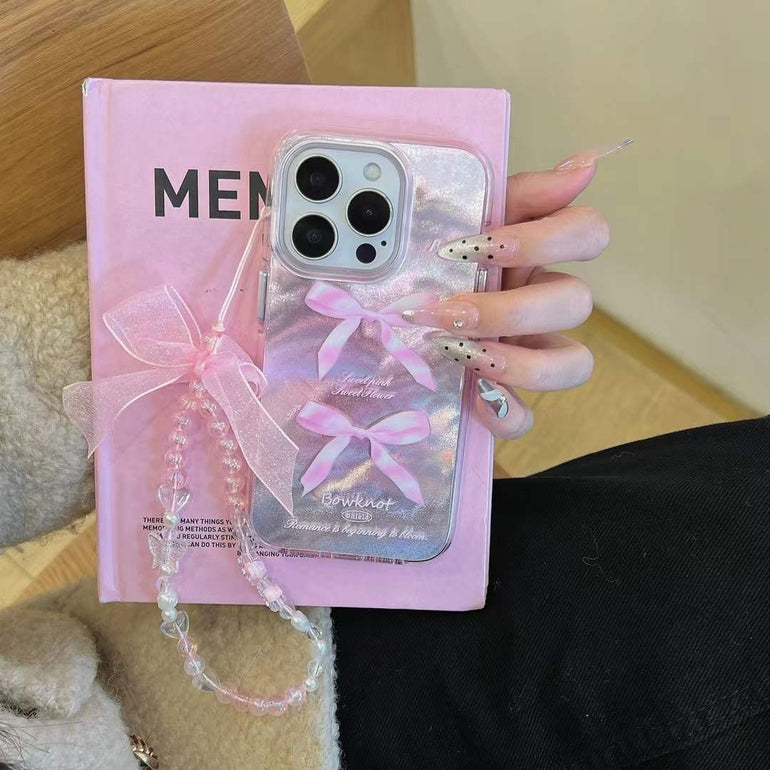 Bow Designer Silicon Case For iPhone With Bow Ribbon Charm