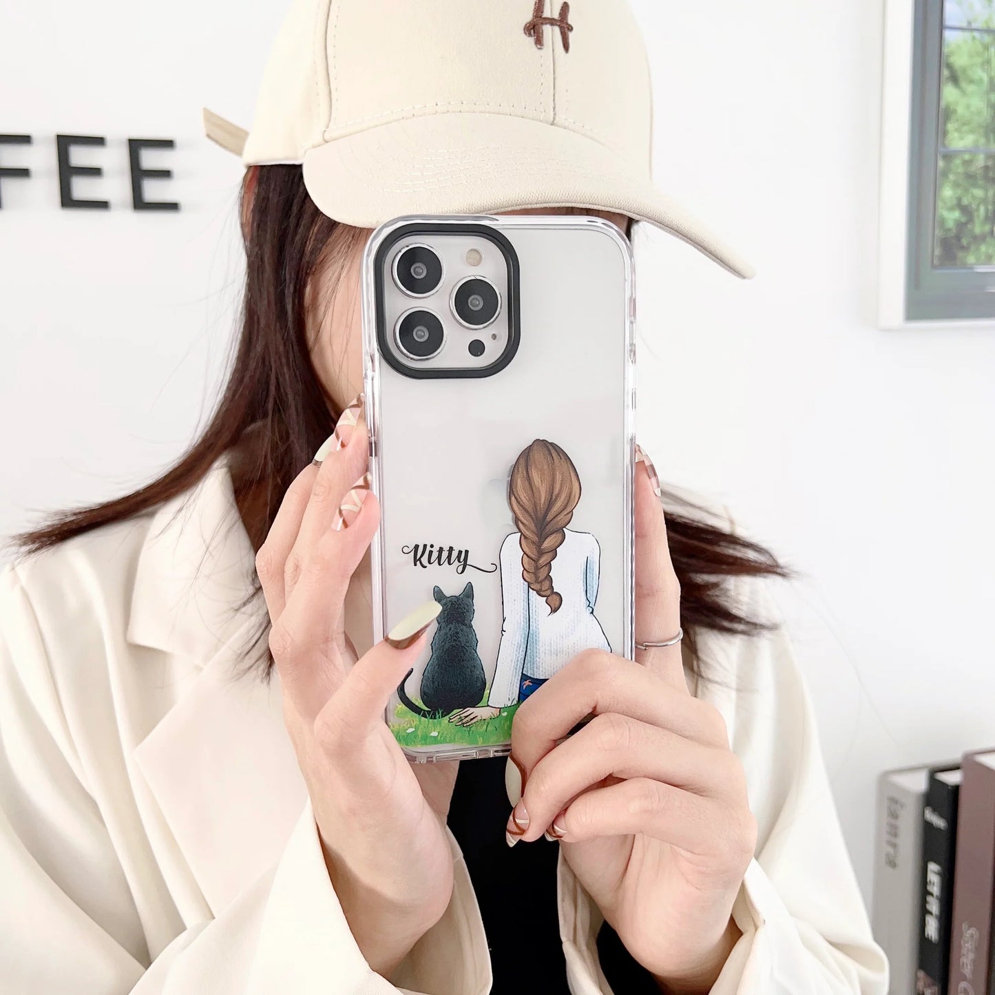 iPhone Impact Proof Customised Silicon Case ( Girl With A Cat )