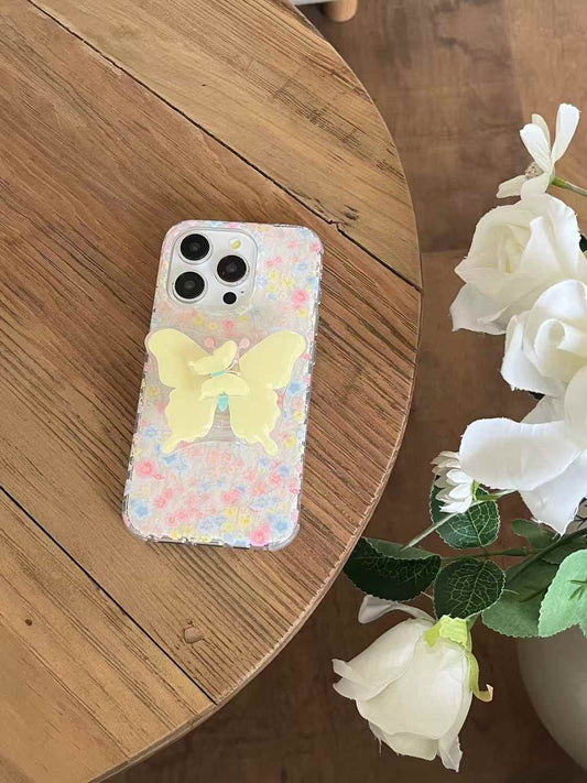 Dazzle Floral Case For iPhone With Butterfly Holder