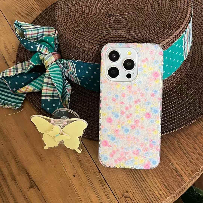 Dazzle Floral Case For iPhone With Butterfly Holder