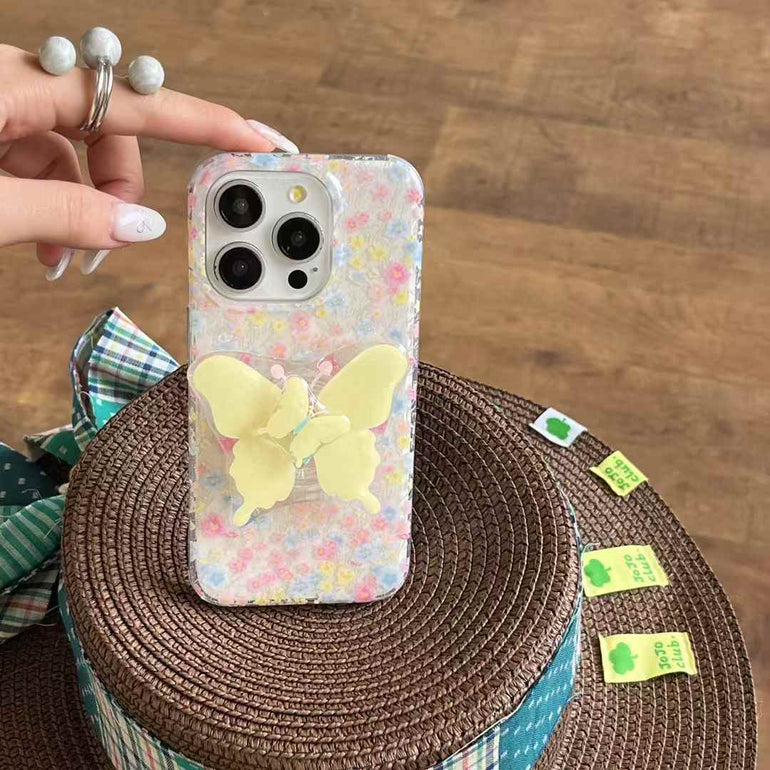 Dazzle Floral Case For iPhone With Butterfly Holder