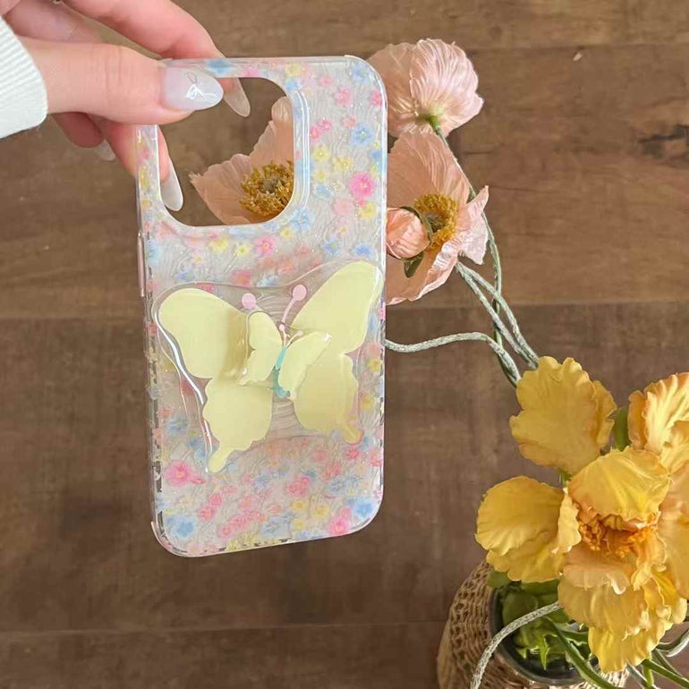 Dazzle Floral Case For iPhone With Butterfly Holder
