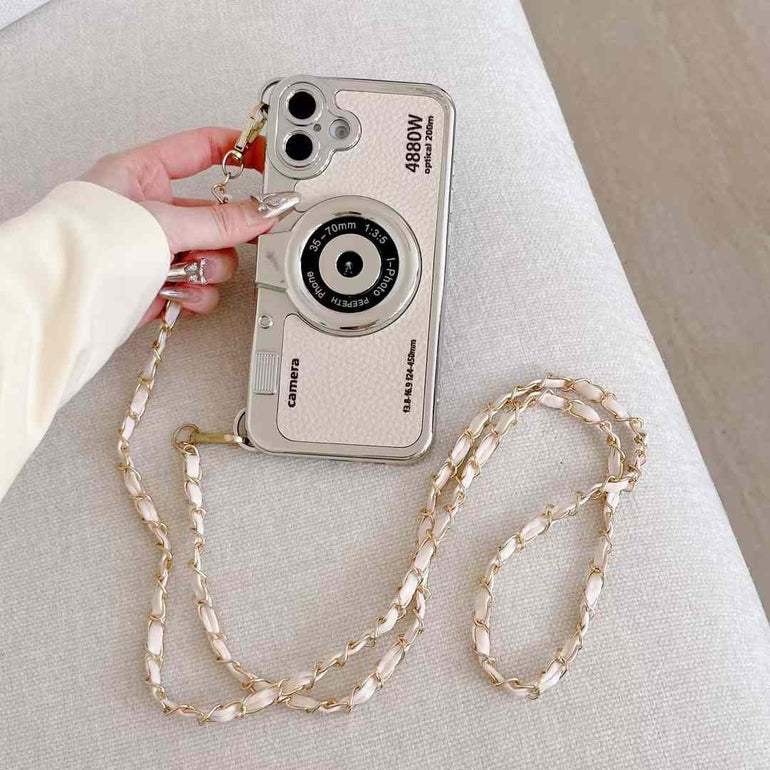 Silicon Leather Holographic iPhone Case With Sling Chain