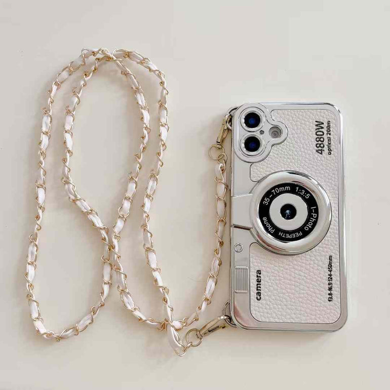 Silicon Leather Holographic iPhone Case With Sling Chain