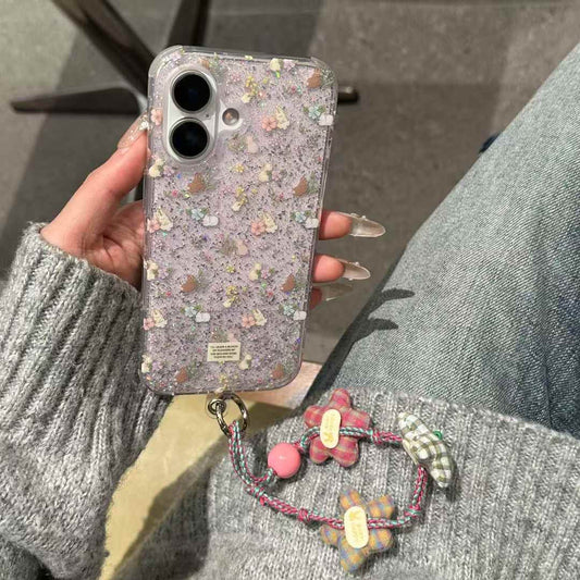 Floral Pattern Case For iPhone With Bow Charm