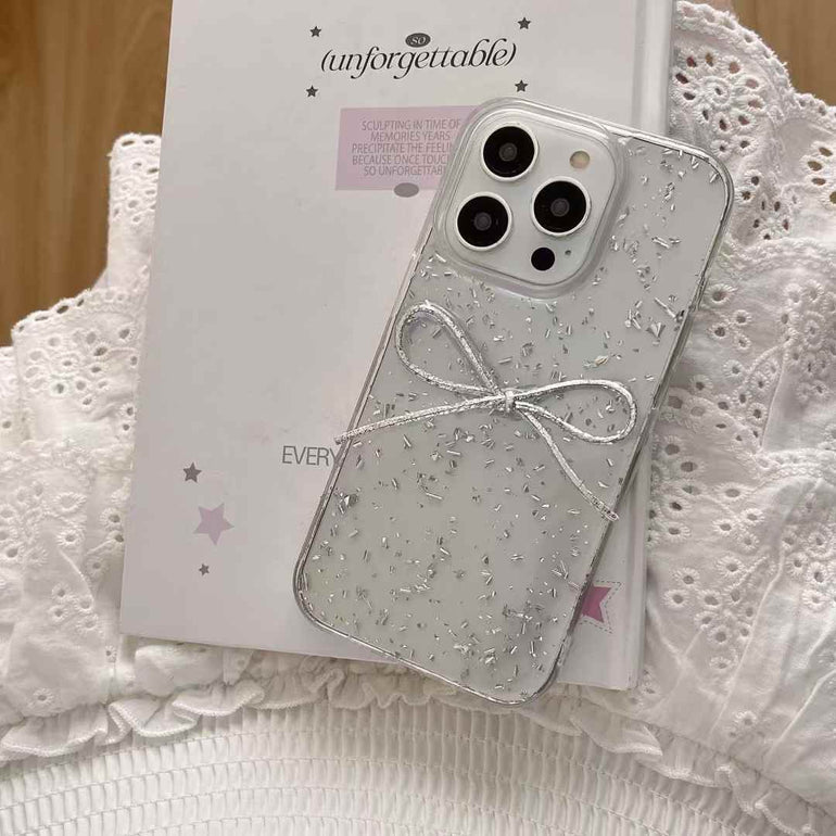 Foil Crush Paper With Bow Silicon Case For iPhone