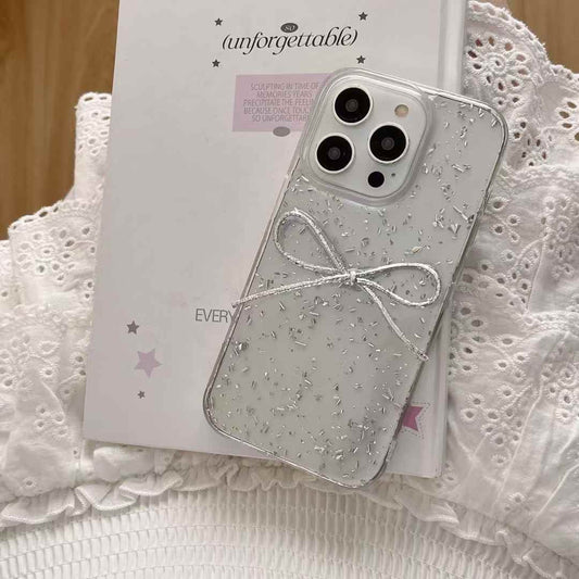 Foil Crush Paper With Bow Silicon Case For iPhone
