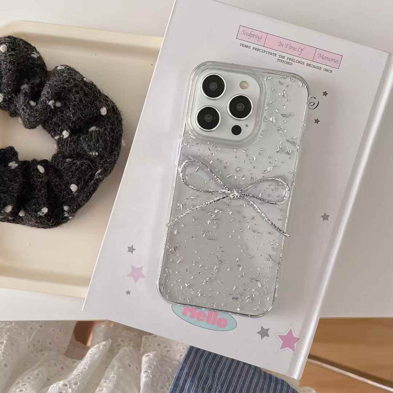 Foil Crush Paper With Bow Silicon Case For iPhone