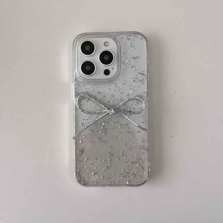 Foil Crush Paper With Bow Silicon Case For iPhone