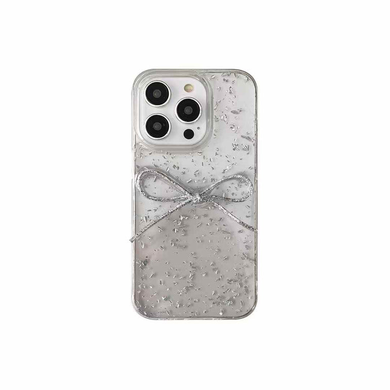 Foil Crush Paper With Bow Silicon Case For iPhone