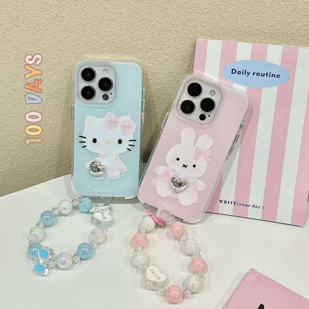 Cute Heart Silicon Case For iPhone With Lovely Charm