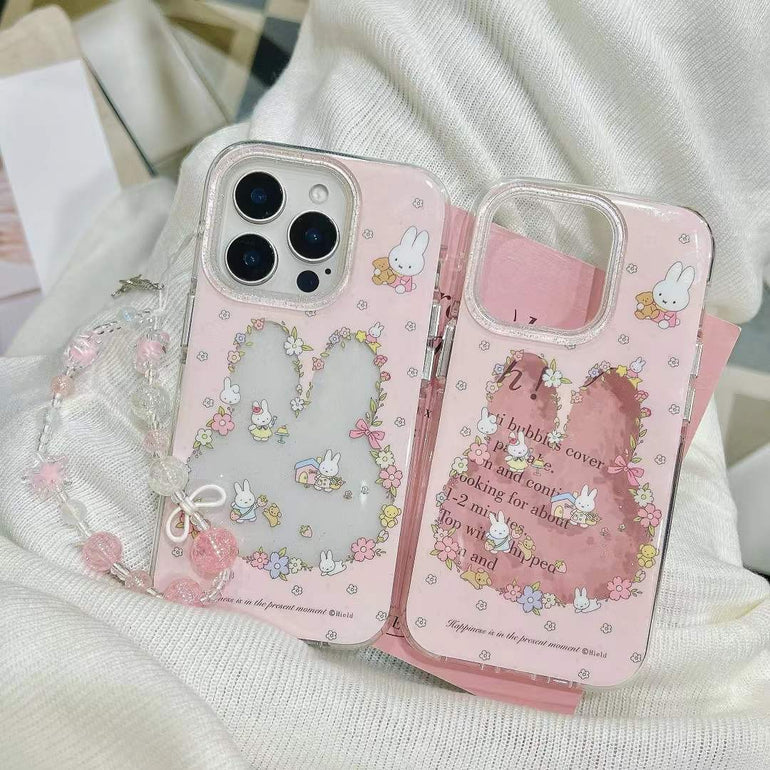Bunny's Life Flower Silicon Case For iPhone With Cute Charm