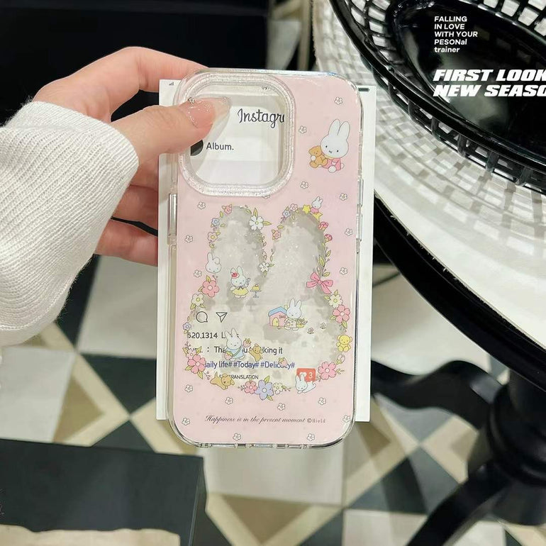 Bunny's Life Flower Silicon Case For iPhone With Cute Charm