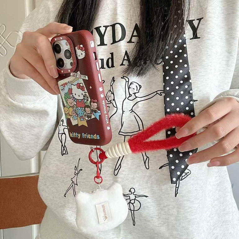 Puffer Leather Designer Case For iPhone With Kitty String Holder
