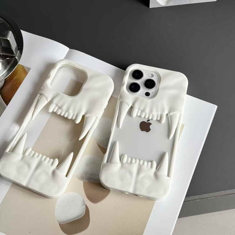 Tiger Fangs Silicon Case For iPhone ( White )