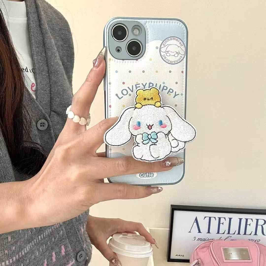 Lovely Puppy Leather Case For iPhone With Puppy Stand