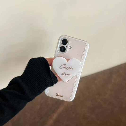 Carpediem ! Silicon iPhone Case With Heart Holder