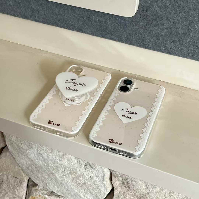 Carpediem ! Silicon iPhone Case With Heart Holder