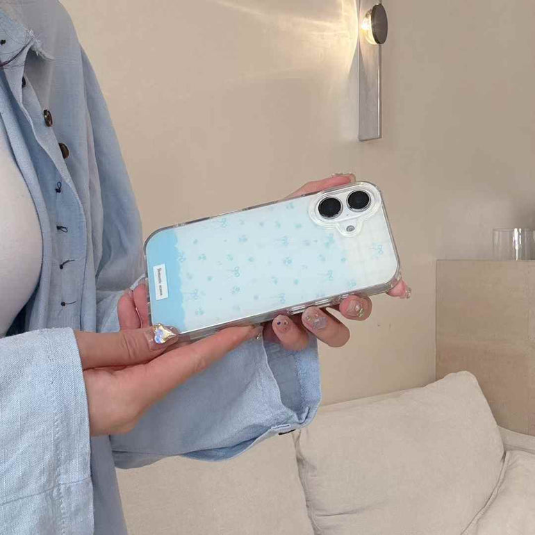 Blue Bows Silicon iPhone Case With Cute Charm