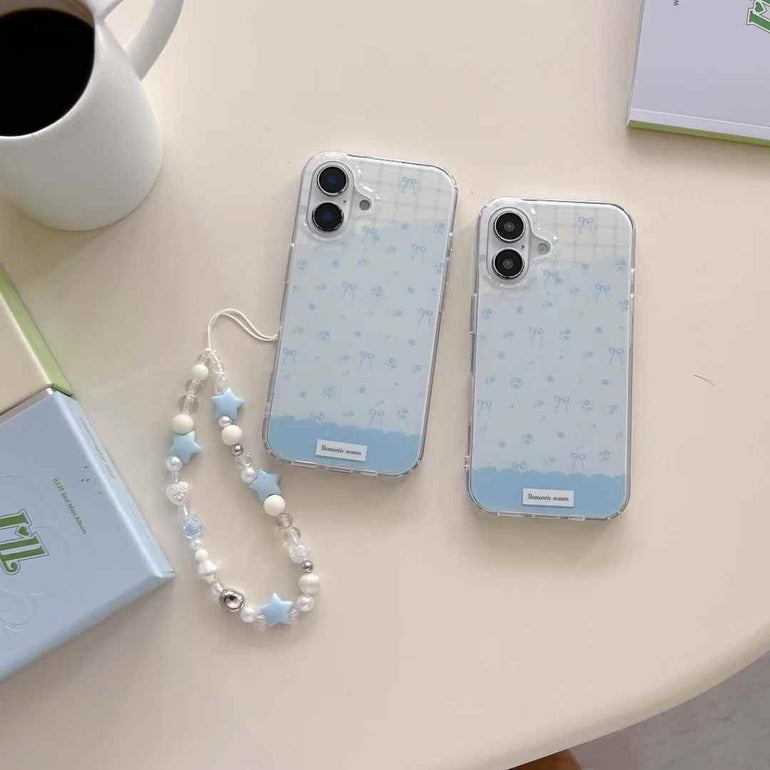 Blue Bows Silicon iPhone Case With Cute Charm