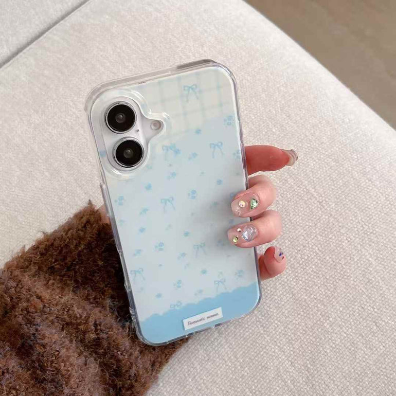 Blue Bows Silicon iPhone Case With Cute Charm