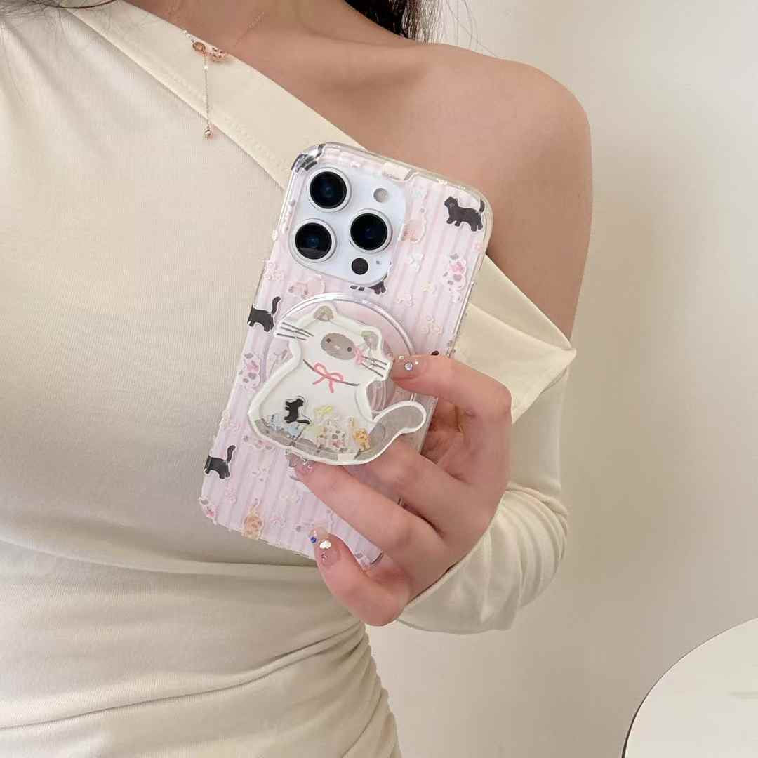 Kitten on Stripes Magsafe iPhone Case For iPhone With Magsafe Holder