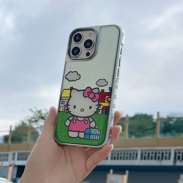 Kitty Glitter iPhone Case with Colorful Bead Strap – Cute Cartoon Protective Case for iPhone