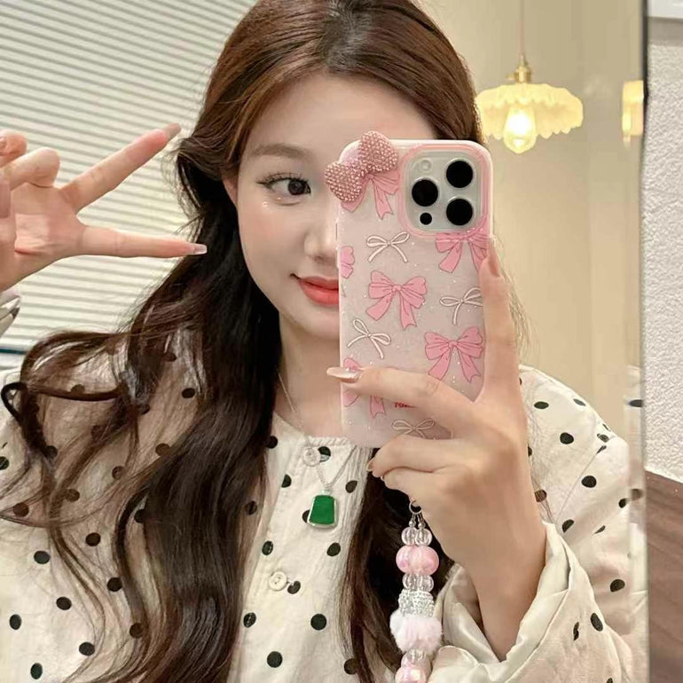 Bow Silicon Case For iPhone With Charm