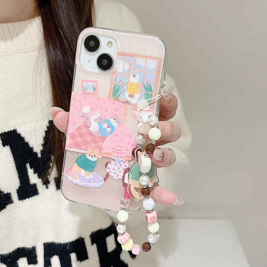 Cat Rest In Home Silicon iPhone Case With Charm