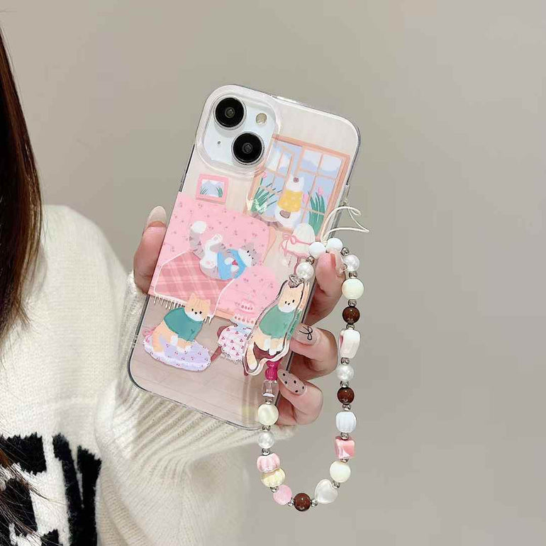 Cat Rest In Home Silicon iPhone Case With Charm